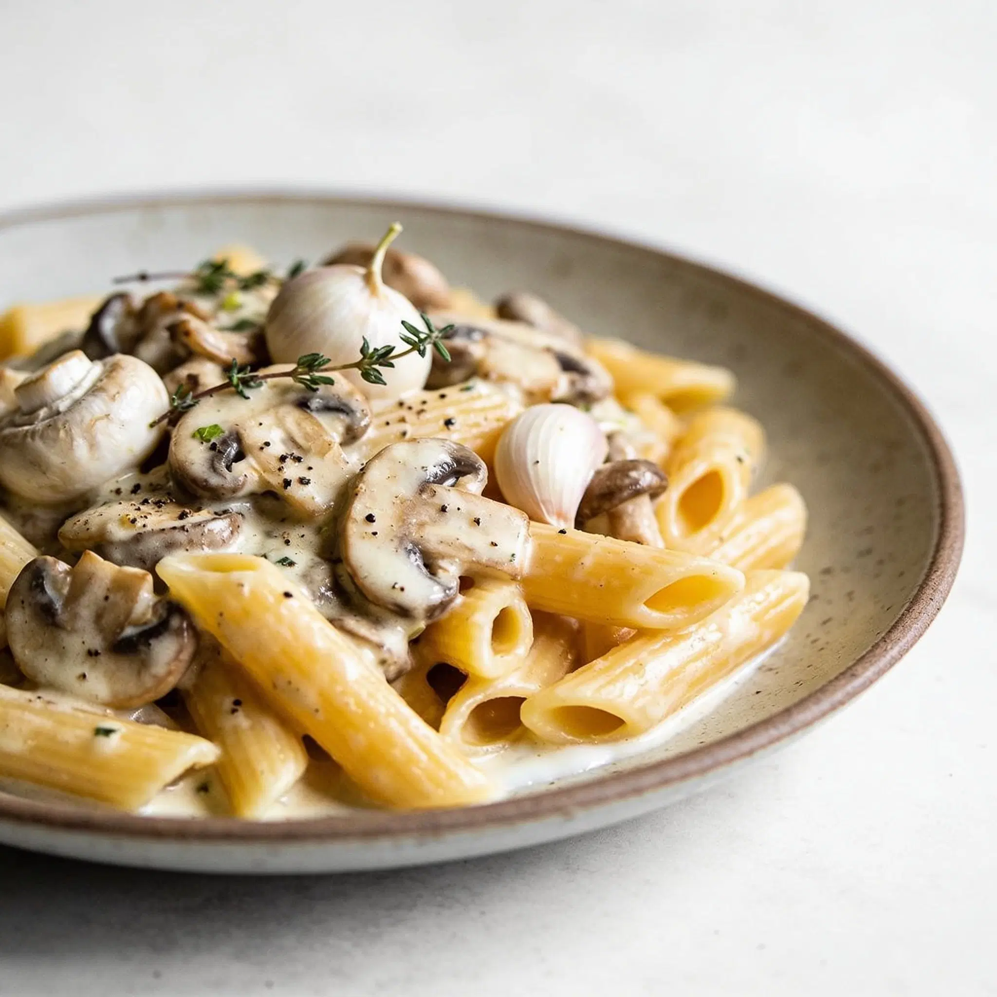 Penne w sosie pieczarkowym