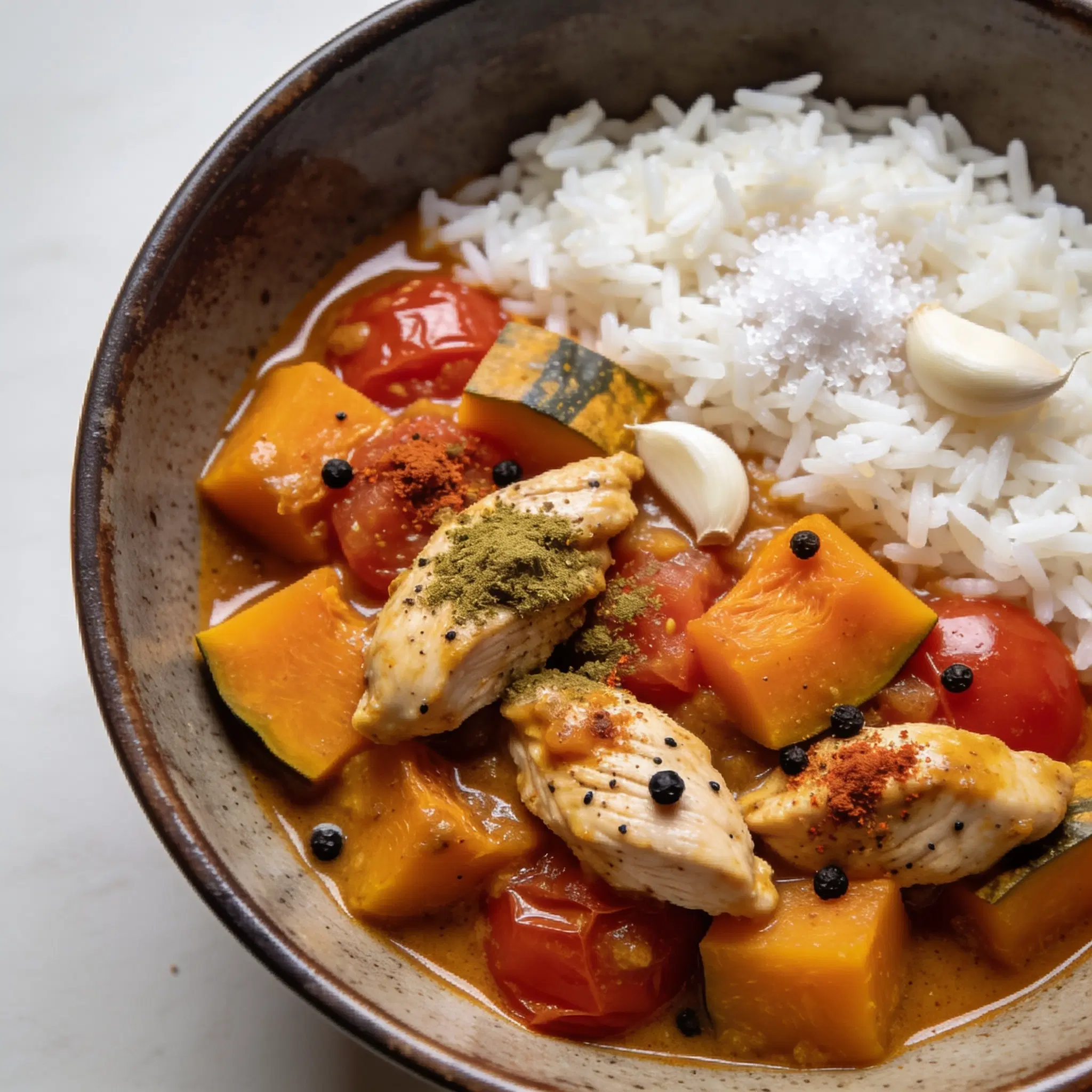 Curry z dynią na pomidorach