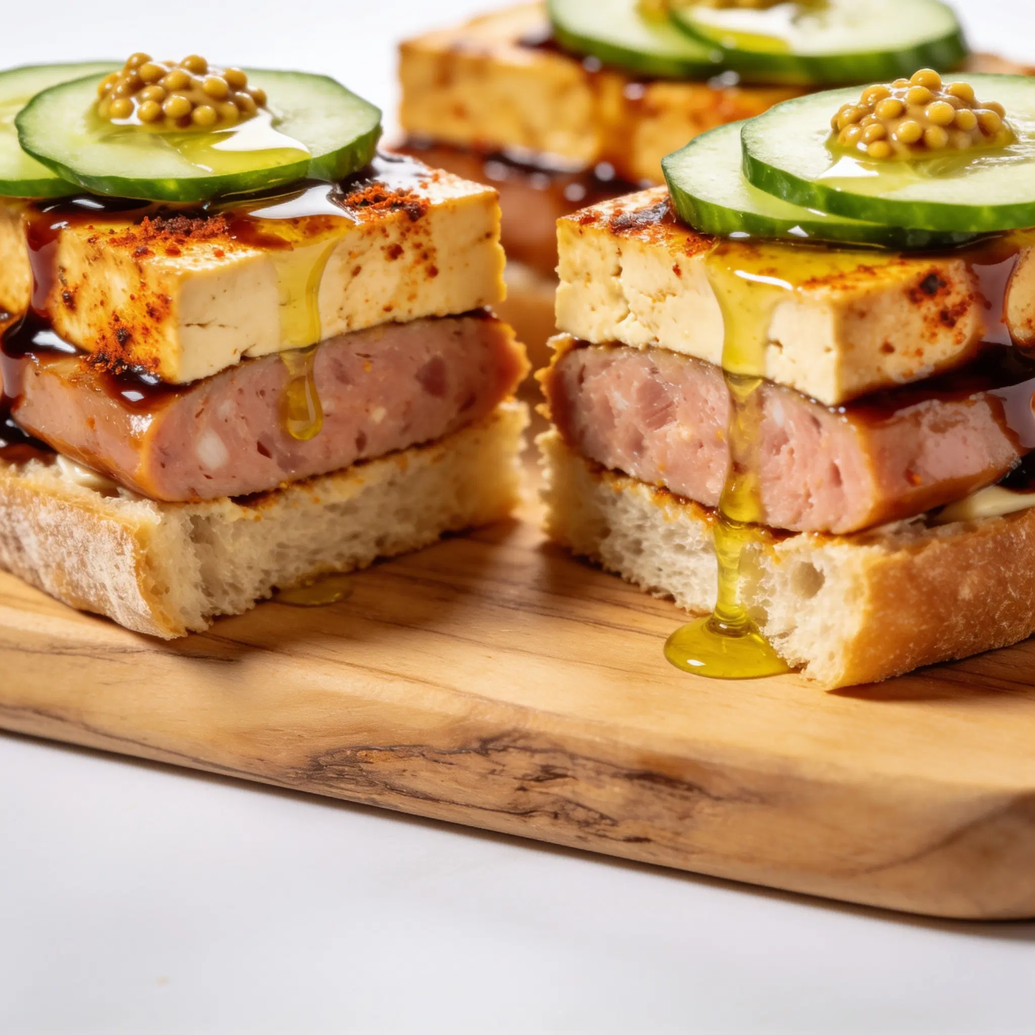 Kanapka z marynowanym tofu w stylu wędliny