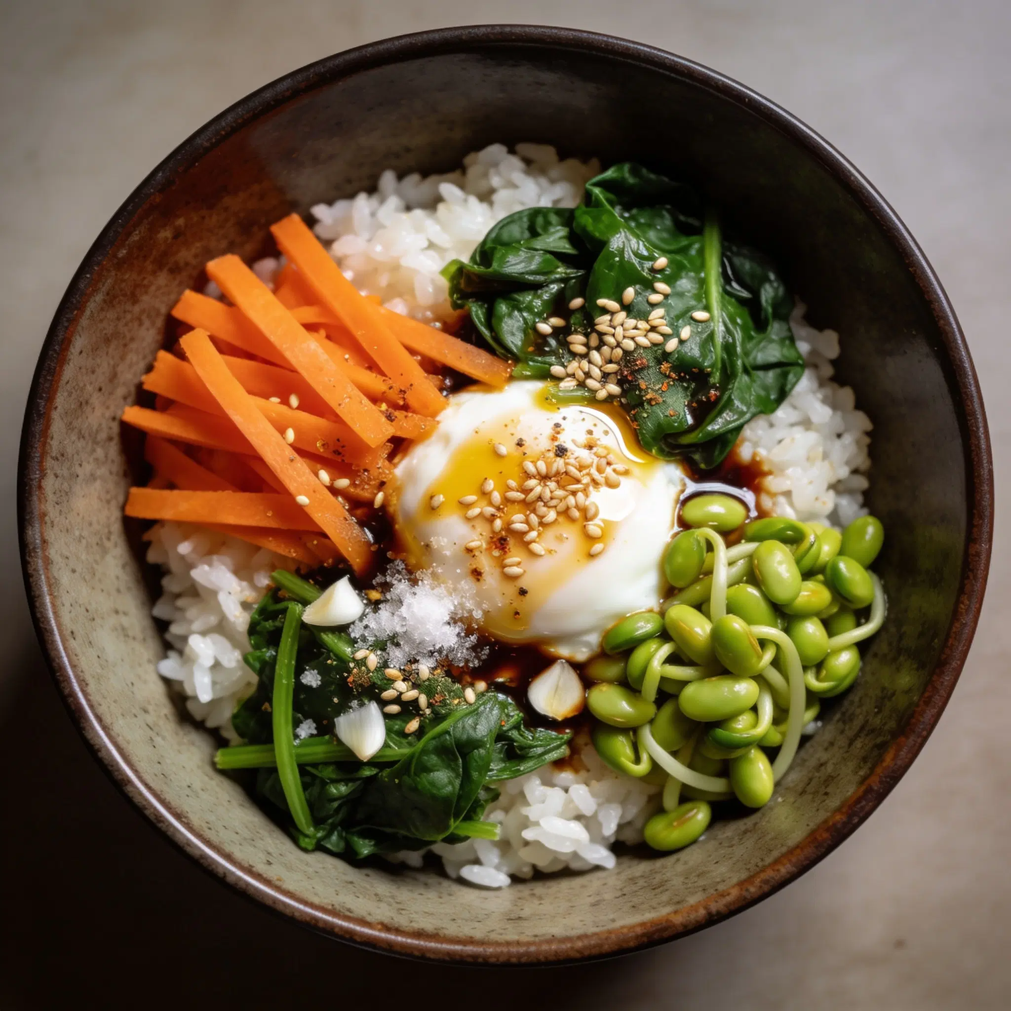 Bibimbap z warzywami i białkiem
