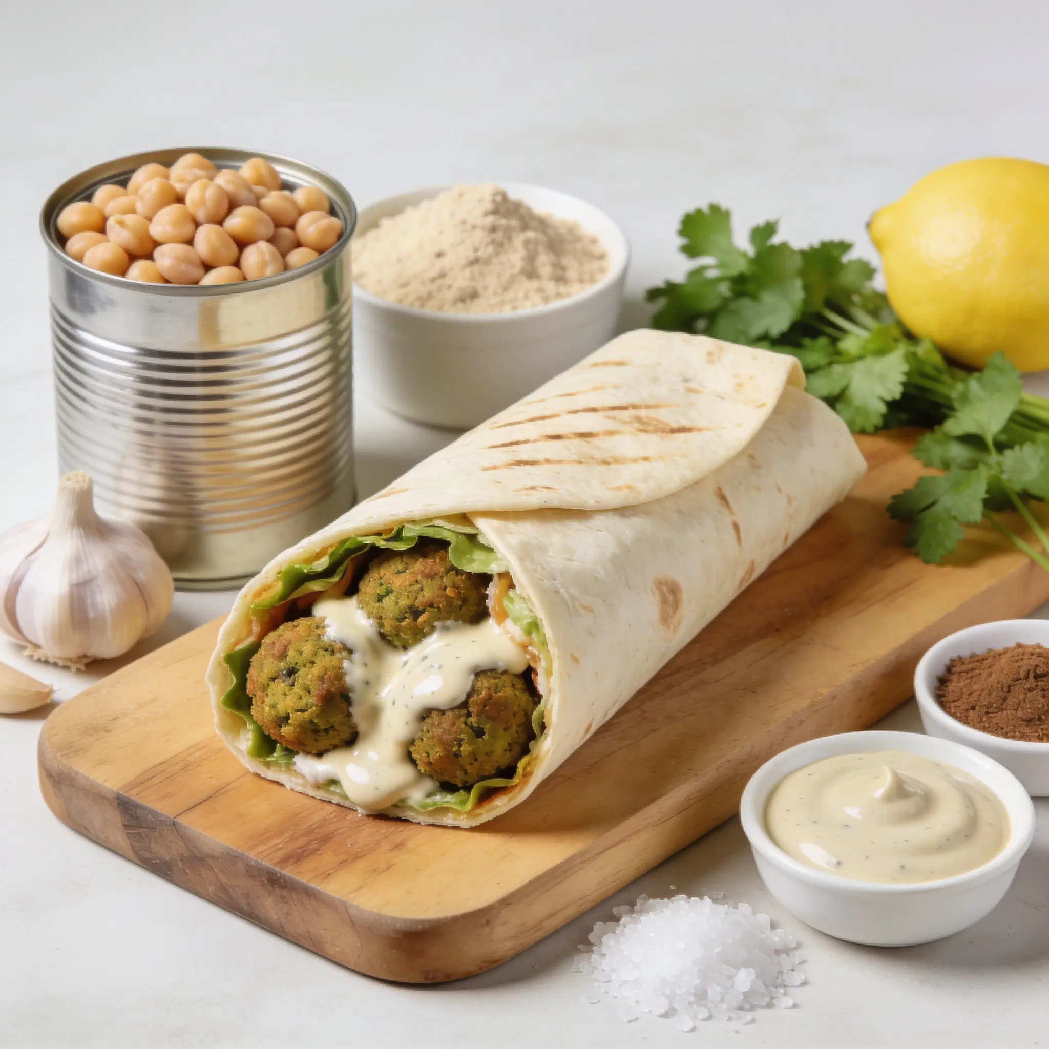 Wrap z falafelem i sosem tahini