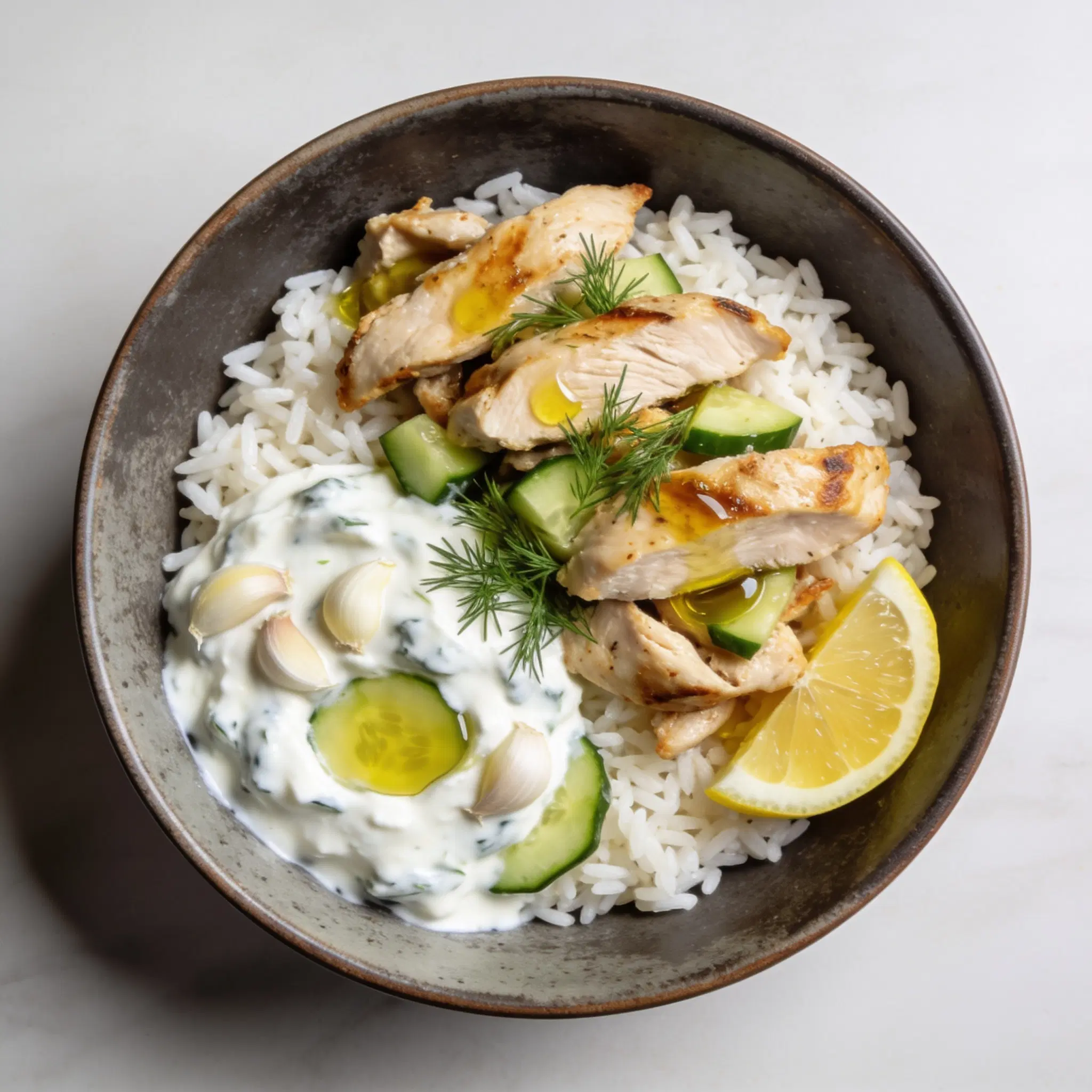 Gyros z ryżem i tzatziki