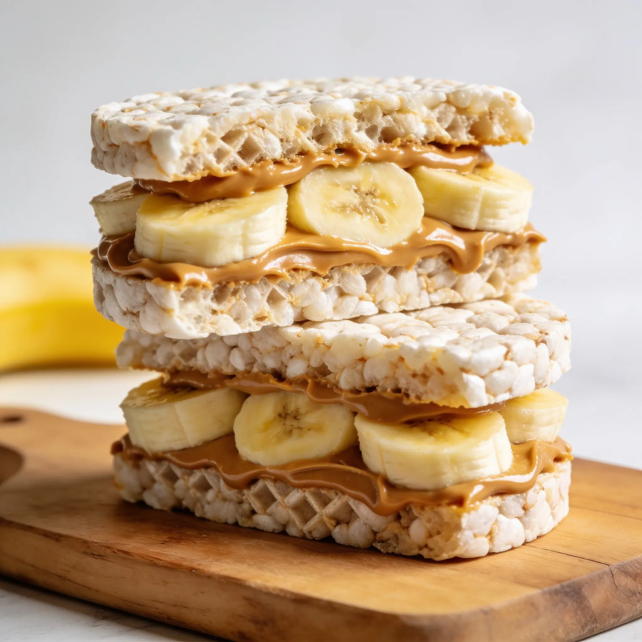 Wafelki ryżowe z masłem orzechowym i bananem