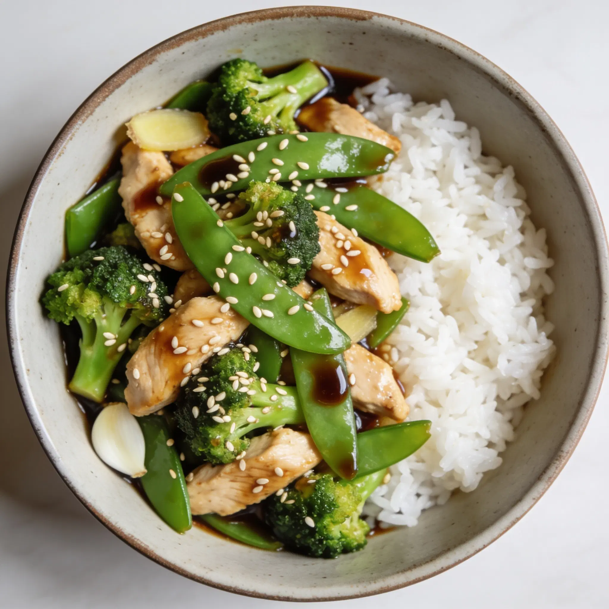 Stir-fry z warzywami na ryżu