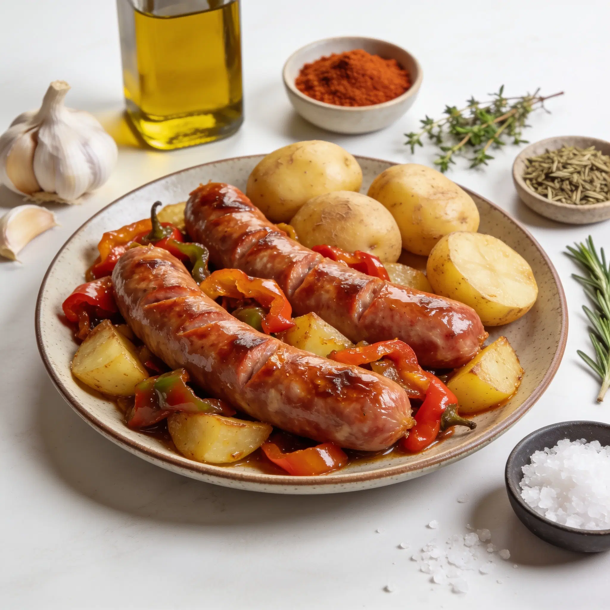 Kiełbasa z karmelizowaną papryką i ziemniakami