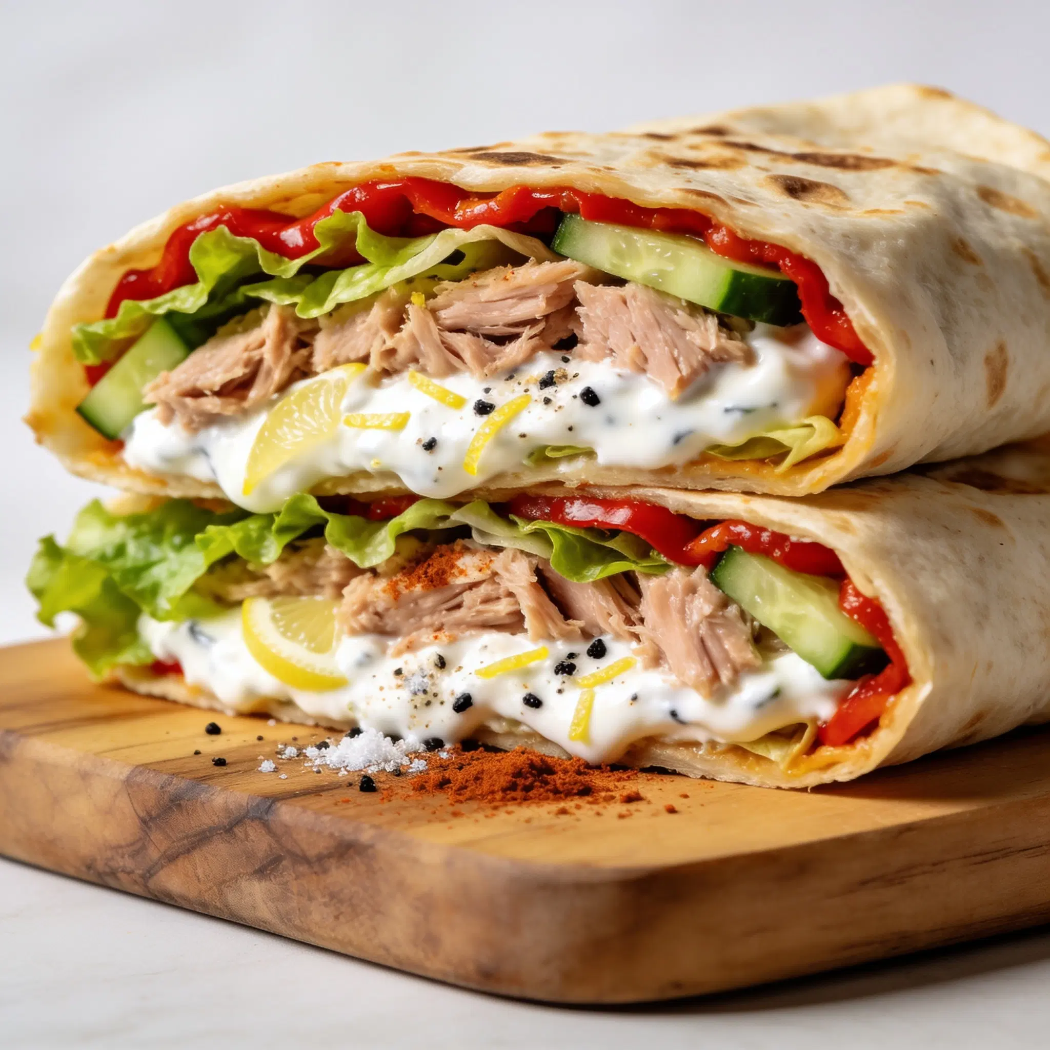 Tortilla z tuńczykiem w jogurcie z wędzoną papryką