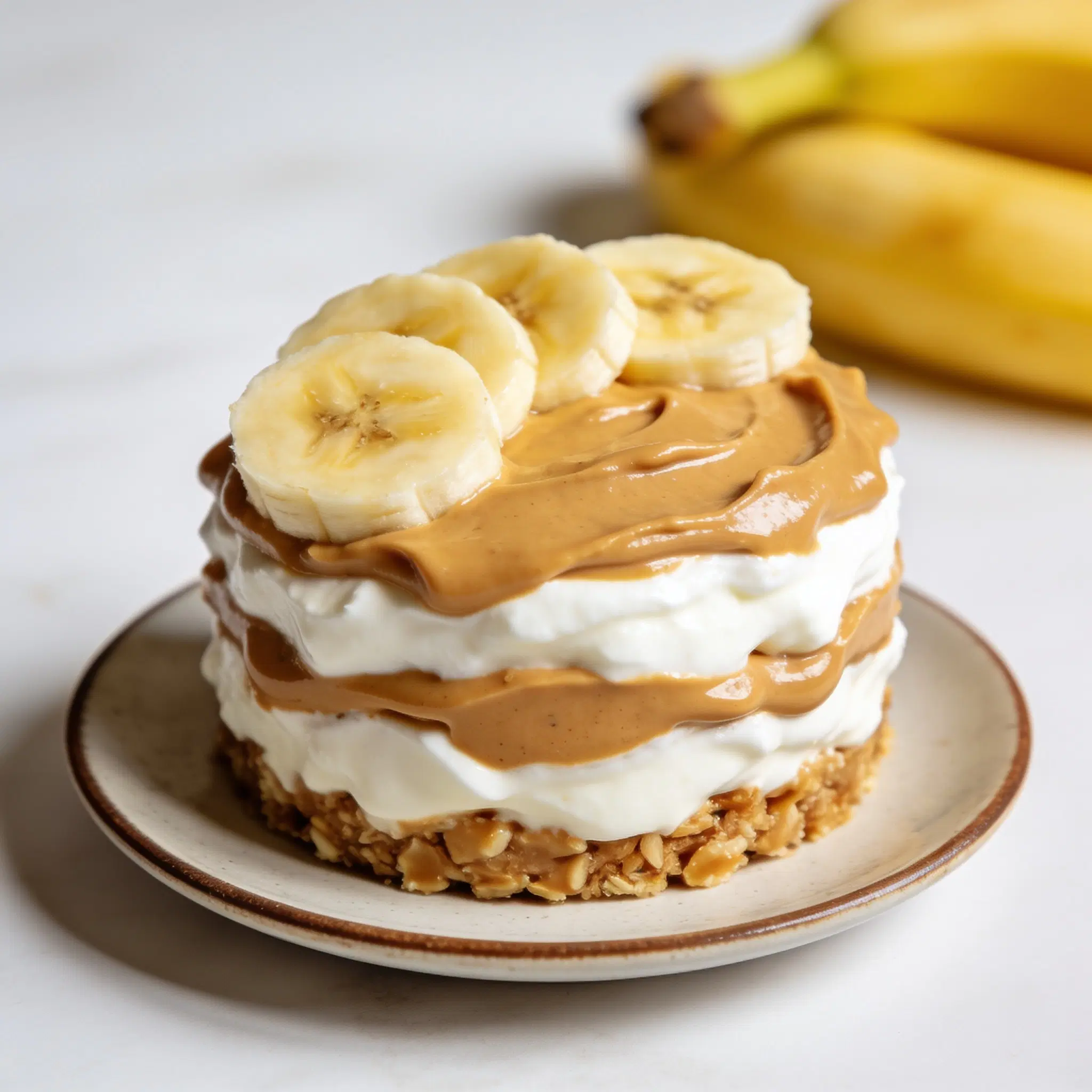 Skyr proteinowy z bananem i masłem orzechowym
