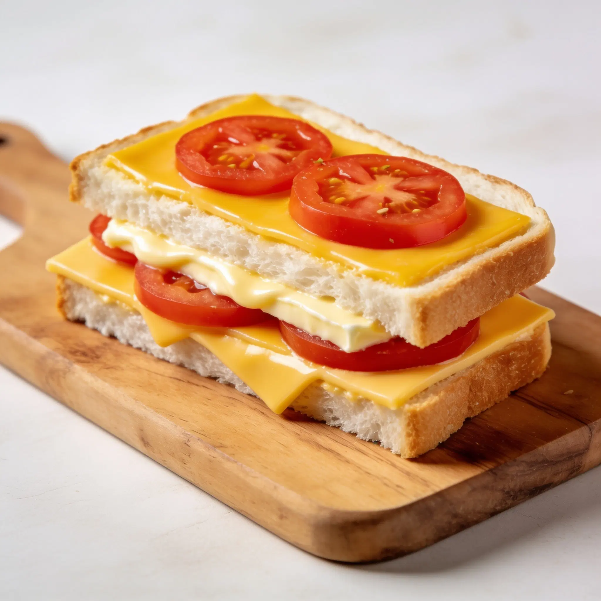 Tost z serem żółtym i pomidorem