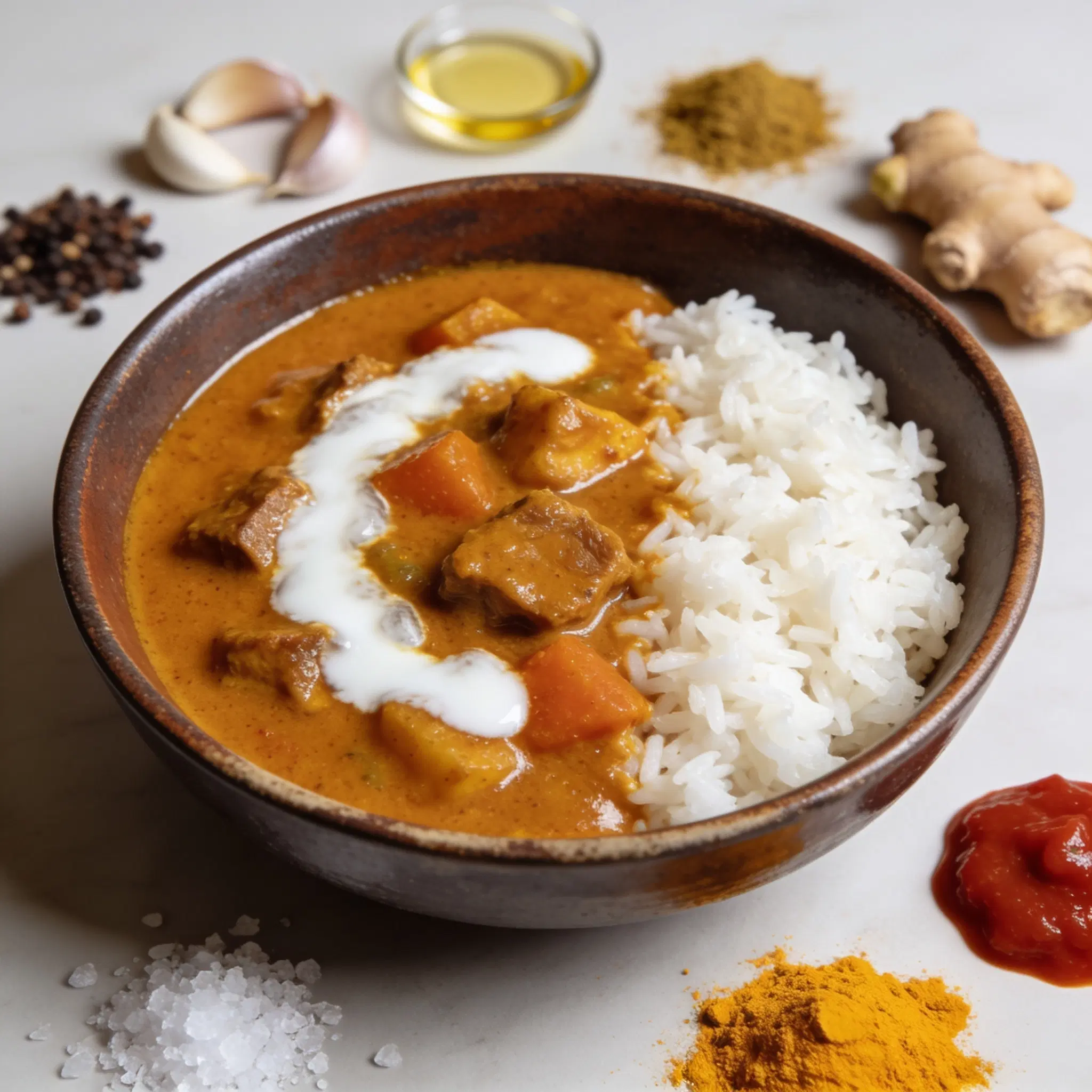 Curry w sosie kokosowym z ryżem
