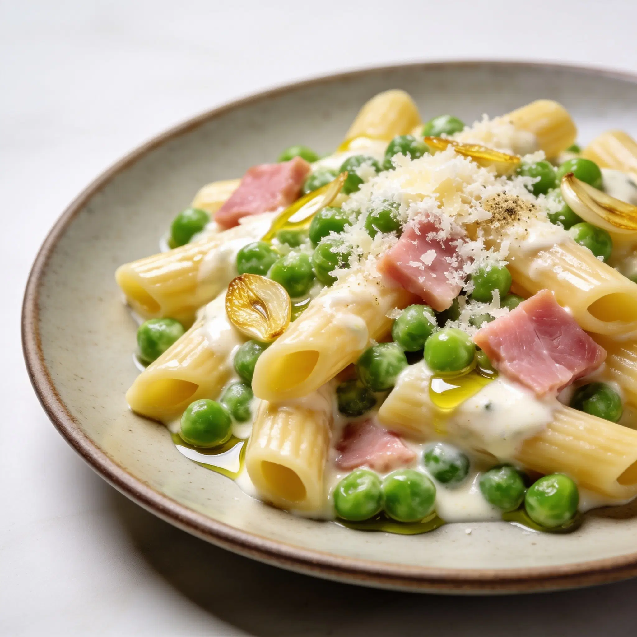 Penne z zielonym groszkiem
