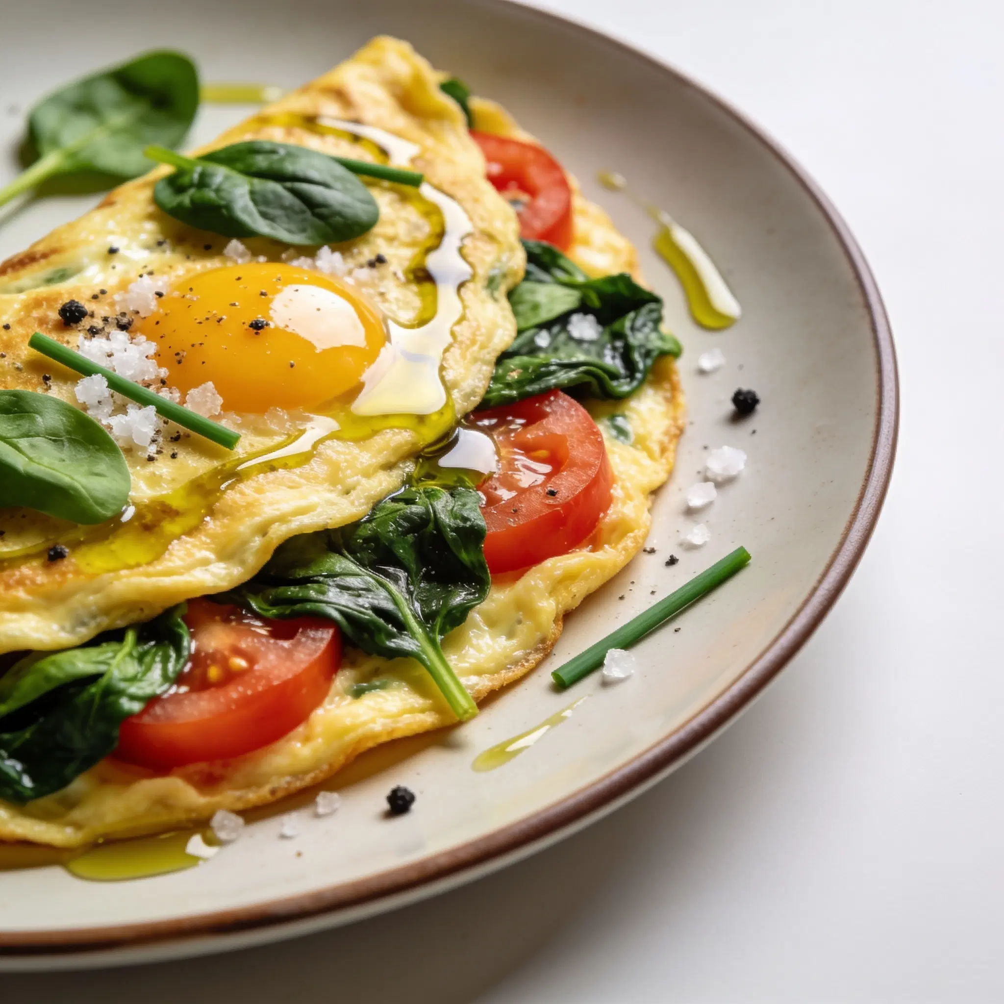 Omlet ze szpinakiem i pomidorami