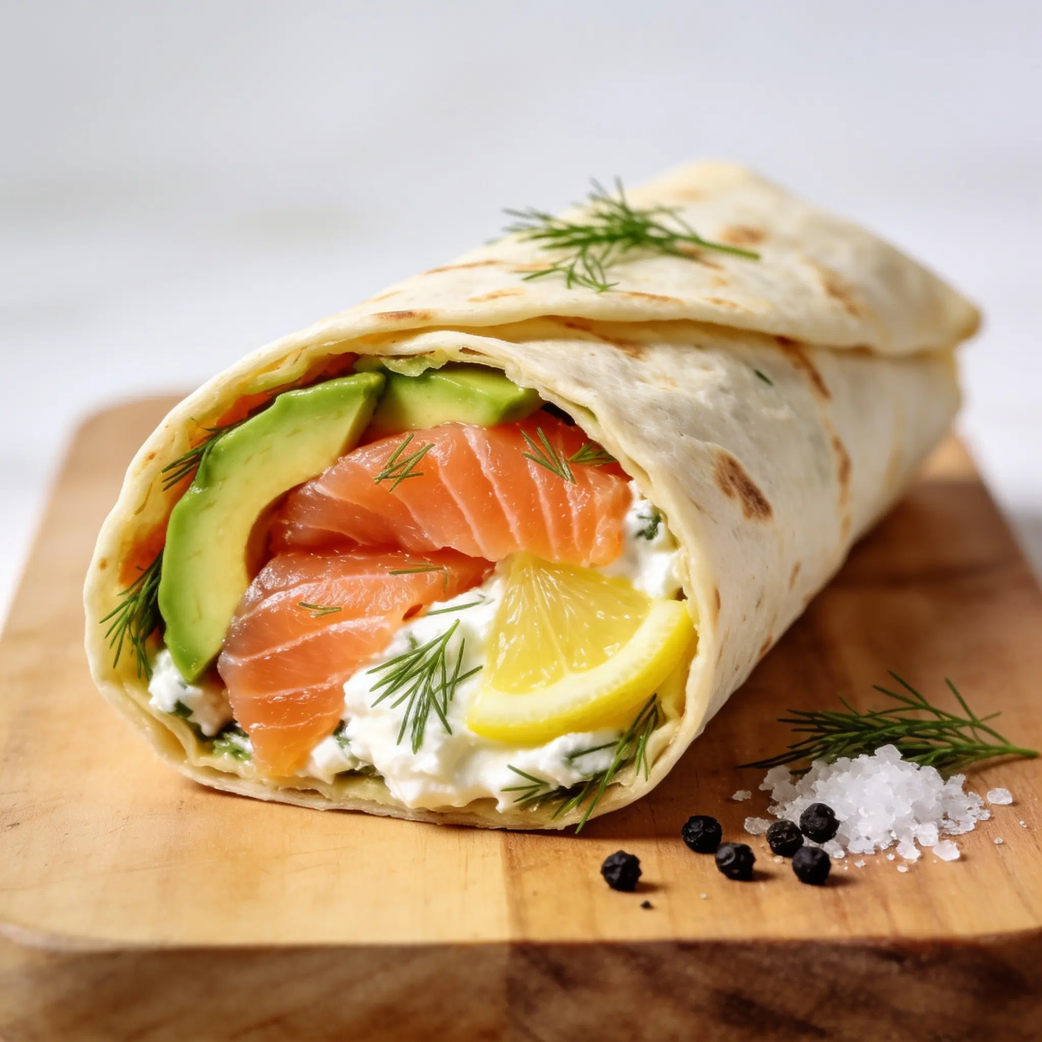 Tortilla składana z wędzonym łososiem