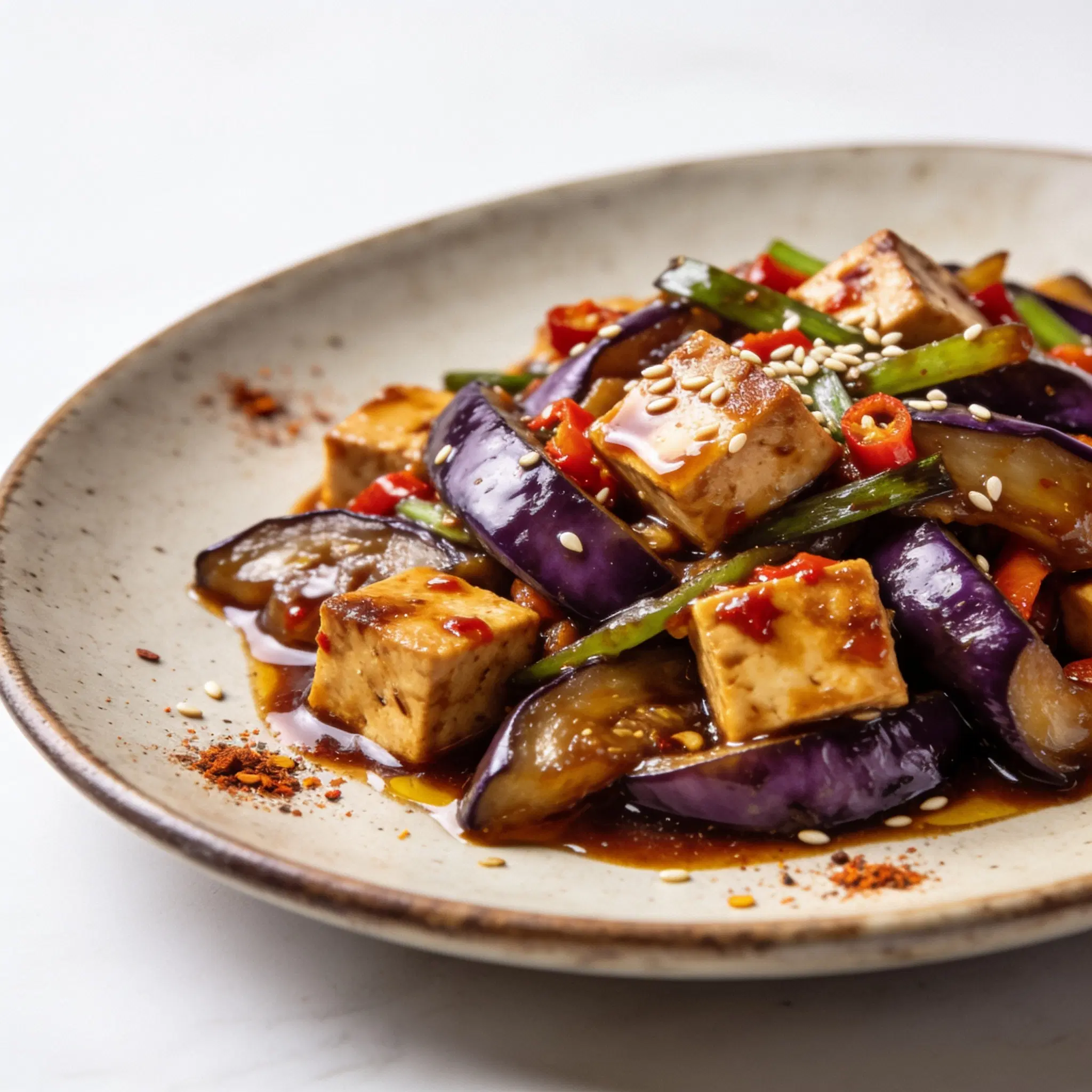 Stir-fry z tofu i bakłażanem