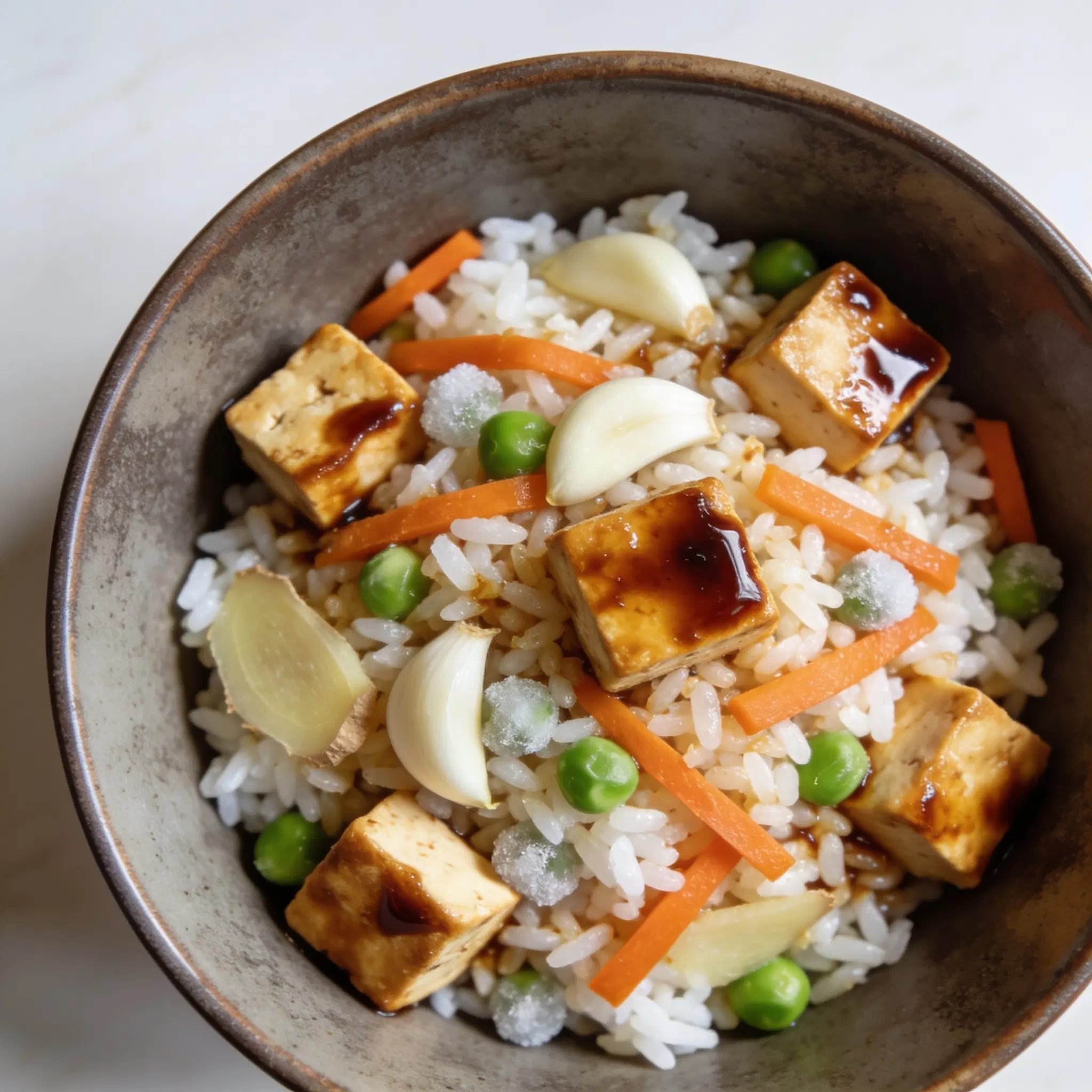 Smażony ryż z tofu i warzywami