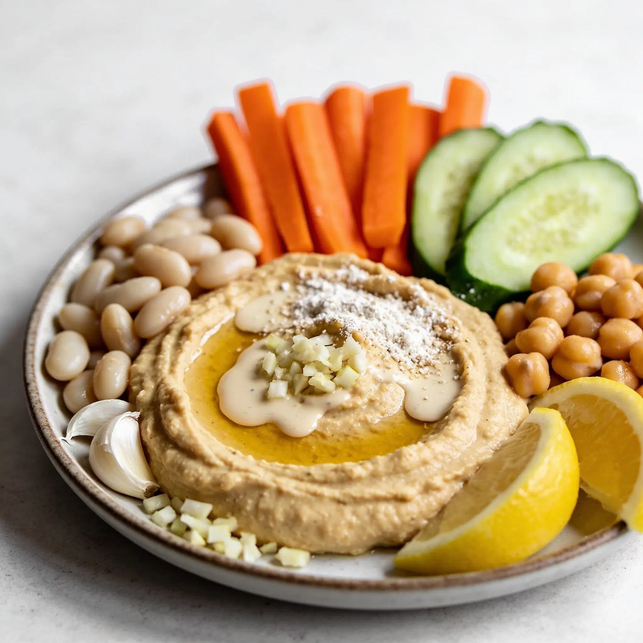 Hummus z chrupiącymi warzywami