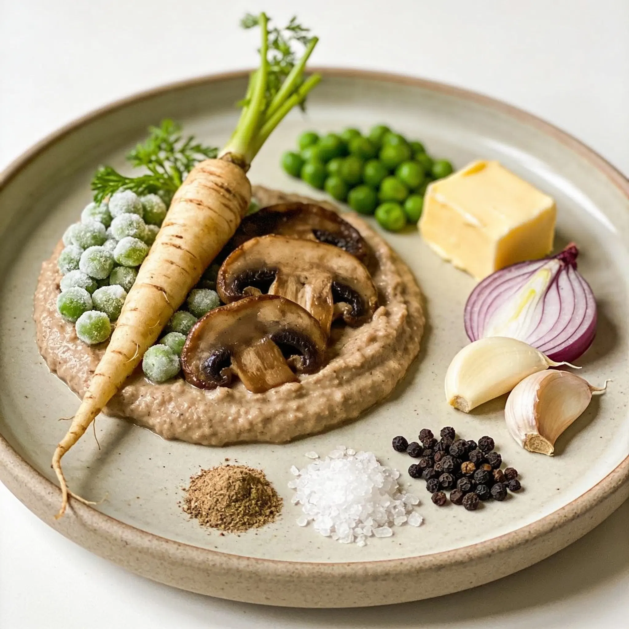 Portobello z puree z pietruszki i fasolką